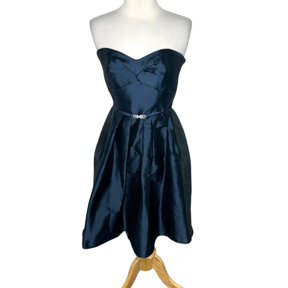 Vintage Jim Hjelm Occasions‎ Size 8 Blue Silky Taffeta Cocktail Dress Regal  Y2K